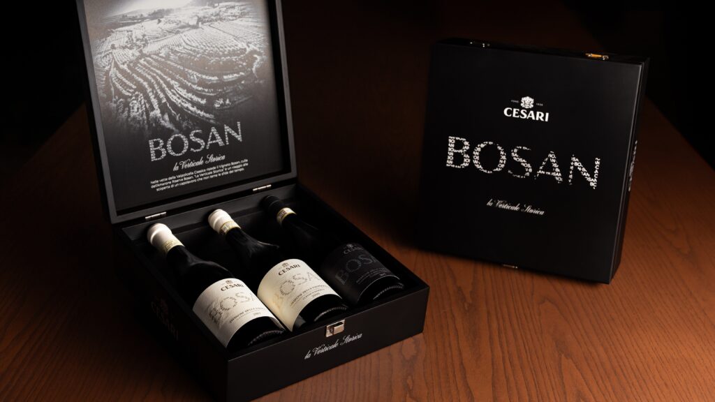 collezionare Amarone della Valpolicella: wine case with three bottles of Bosan Amarone della Valpolicella Classico Riserva Cesari